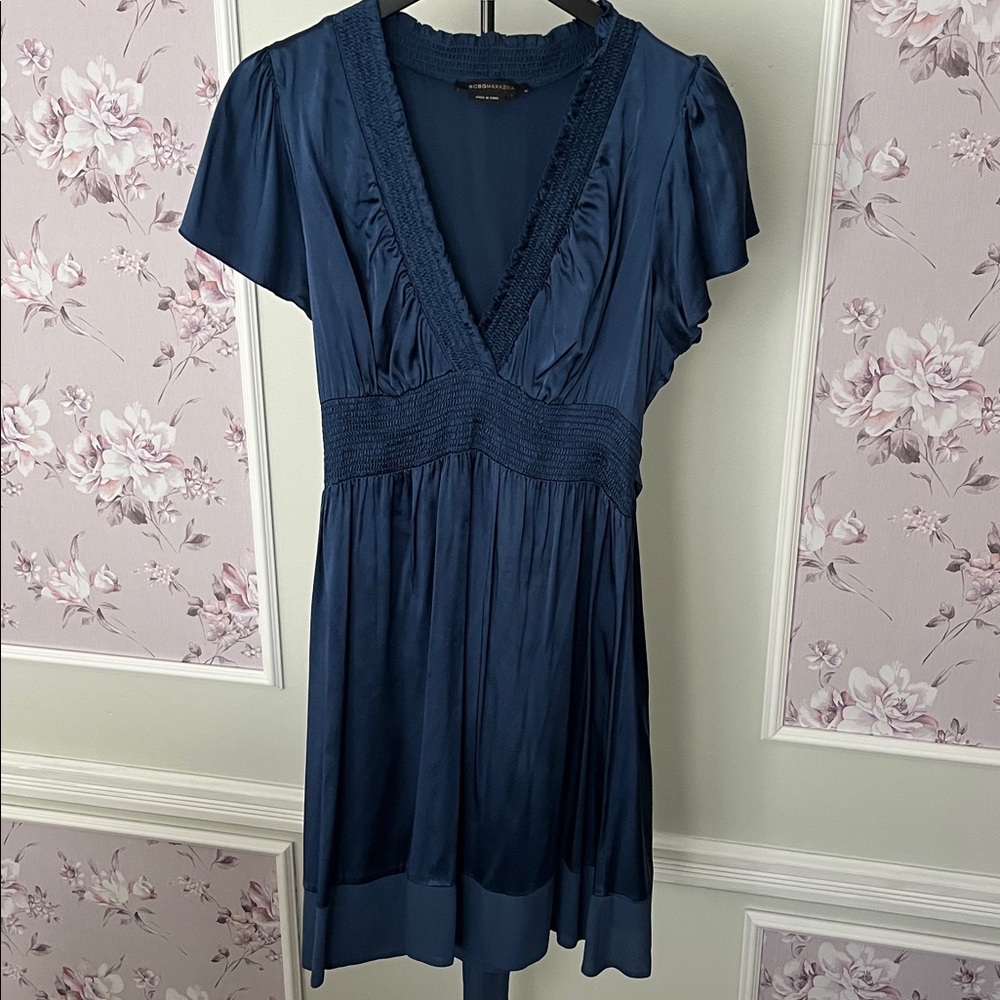 BCBGMaxAzria Navy Smocked Dress